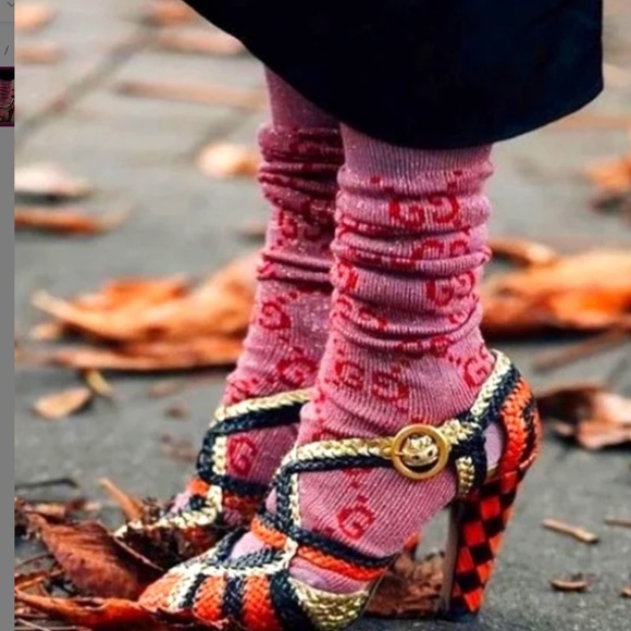 Gucci GG Pink Sparkle Knee Socks - Picture 1 of 3